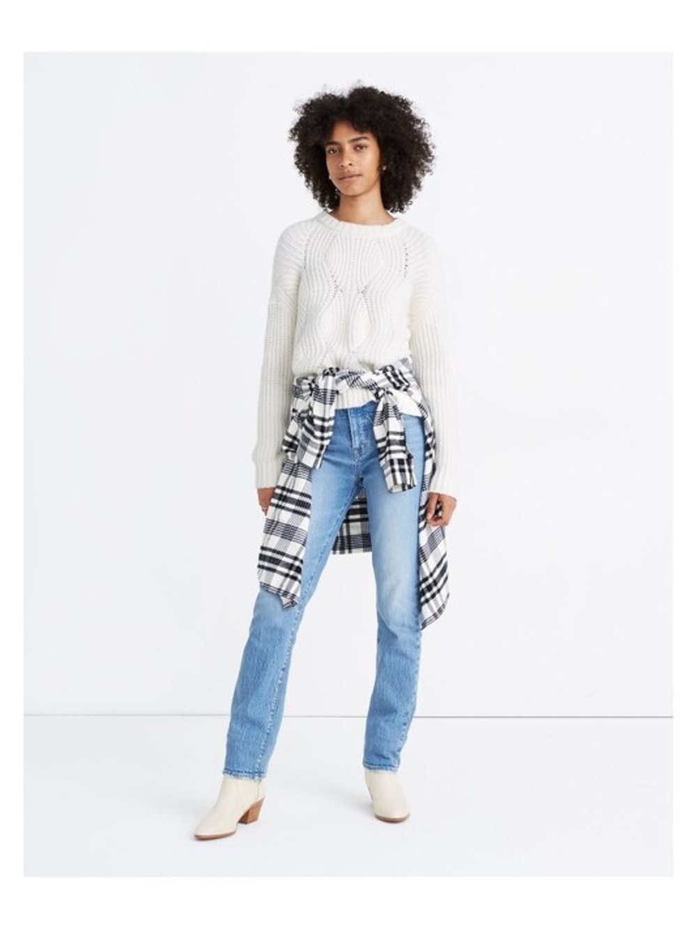 Madewell Everett Rib-Play Pullover Sweater Antique Cream XS